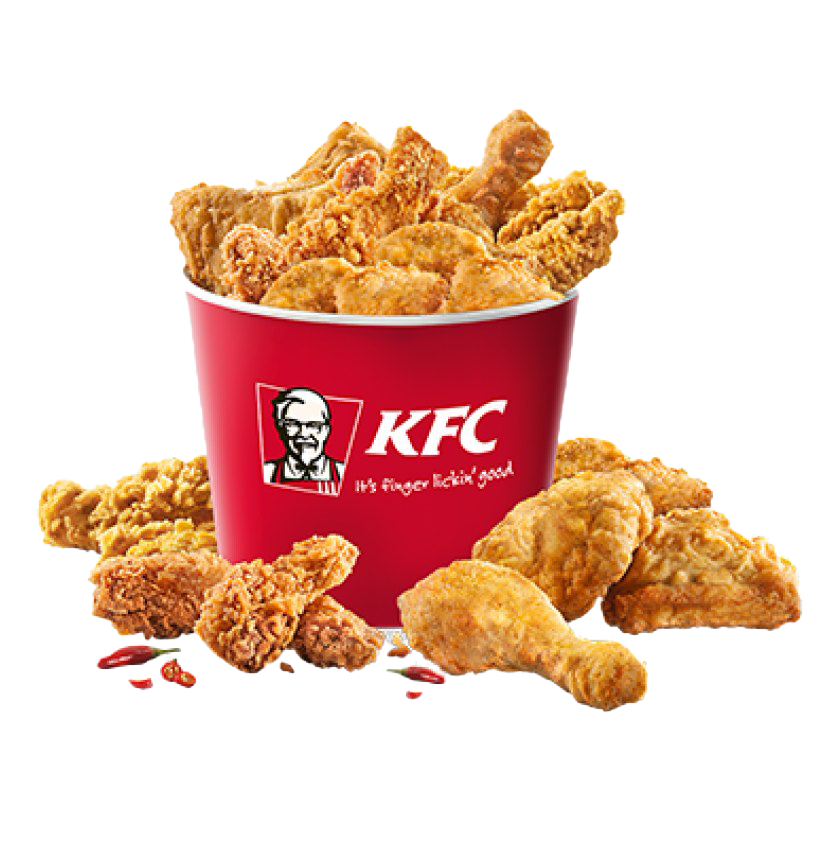 Small KFC Chicken Snack Bucket with Fries and Fried Bites PNG Food Image