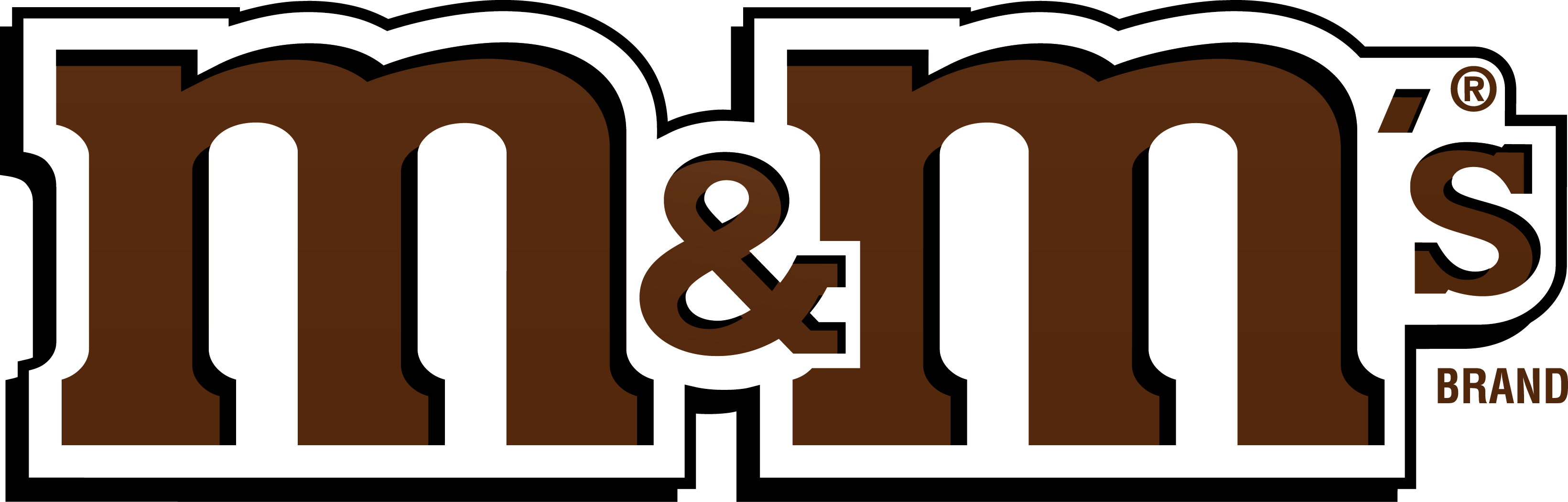 Large Brown M&M Chocolate Candy Company Logo Text Transparent Background PNG