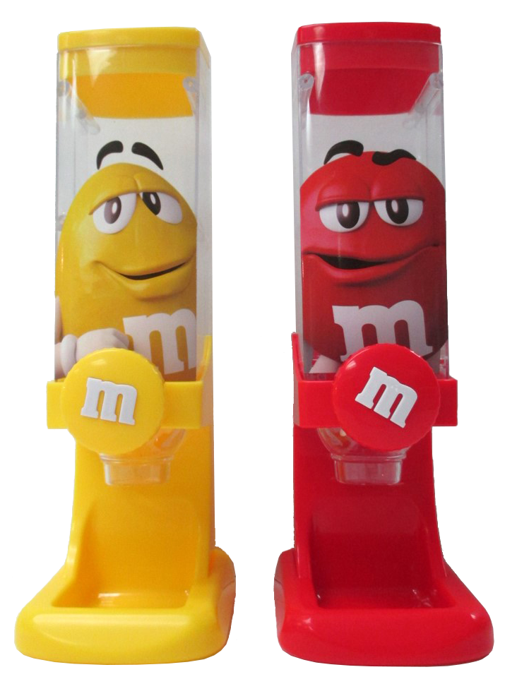 Yellow and Red M&M Candy Character Shaped Dispensers Product PNG Image