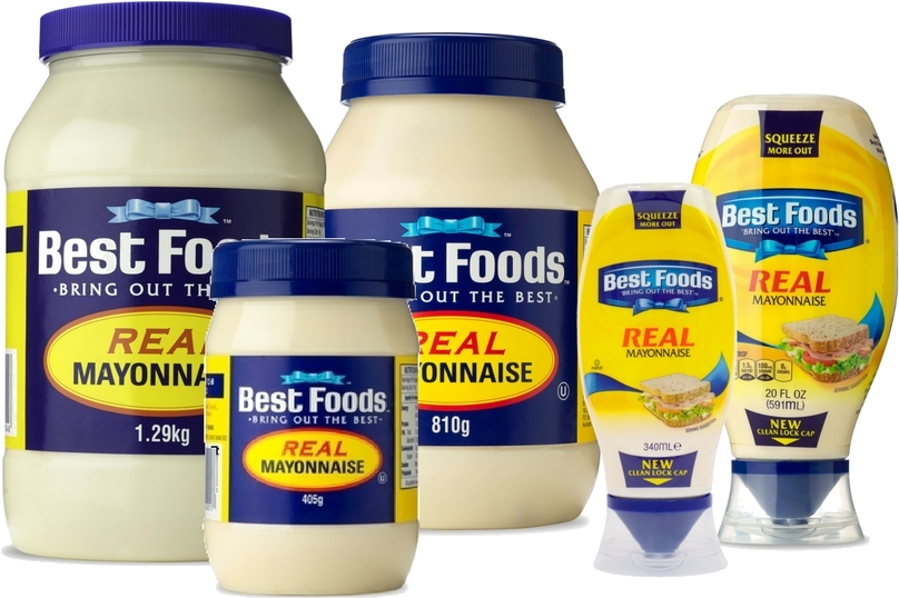 Assorted Best Foods and Real Foods Mayonnaise Jars with Blue Caps PNG Product Set