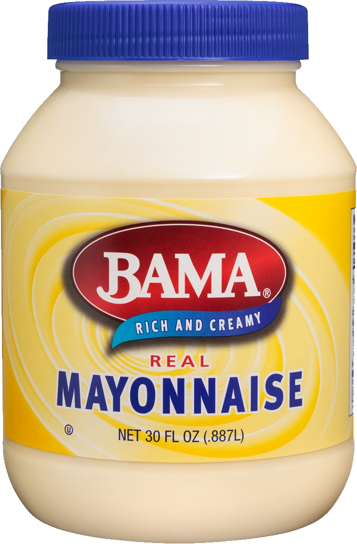 Bama Mayonnaise Jar with Blue Lid and Yellow Label Transparent PNG Image