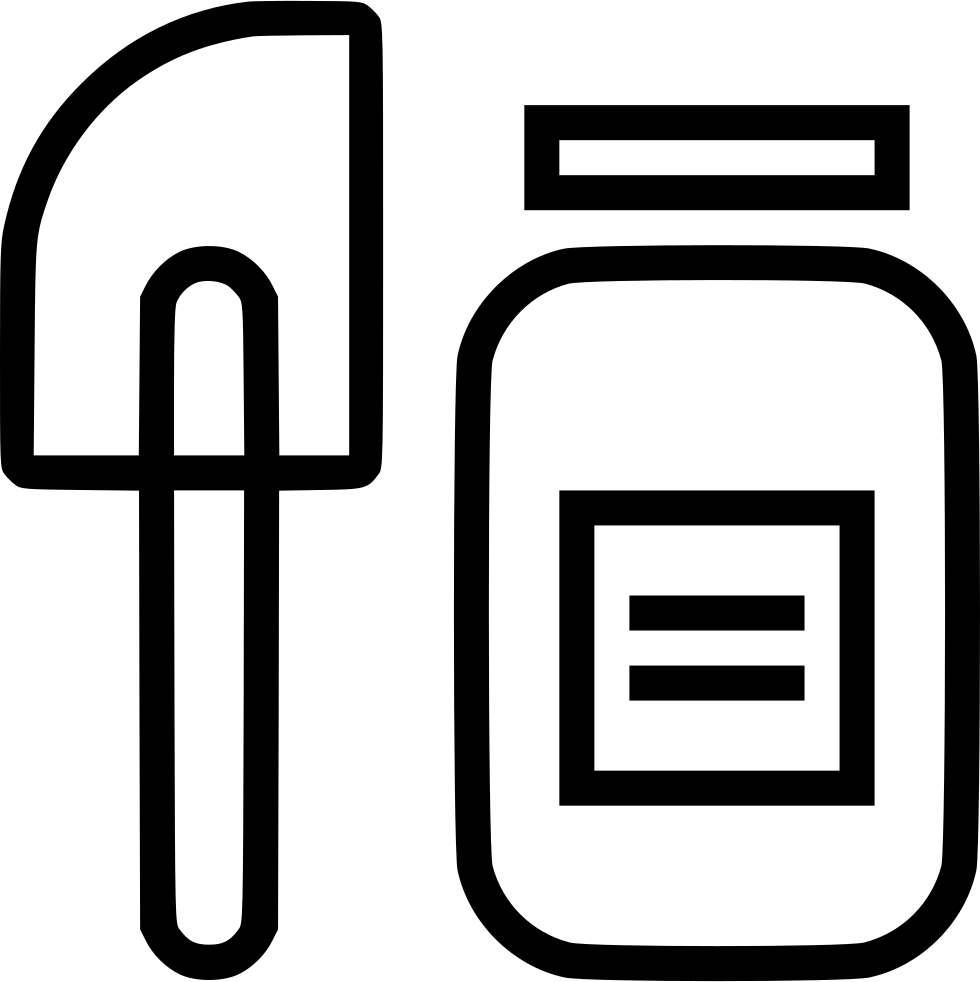 Black Outline Icon of Kitchen Spatula and Mayonnaise Jar Transparent PNG Graphic