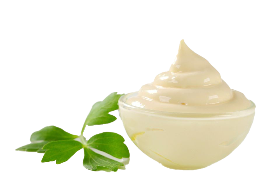 Creamy Mayonnaise Dollop with Fresh Parsley Leaves Transparent Food PNG Image
