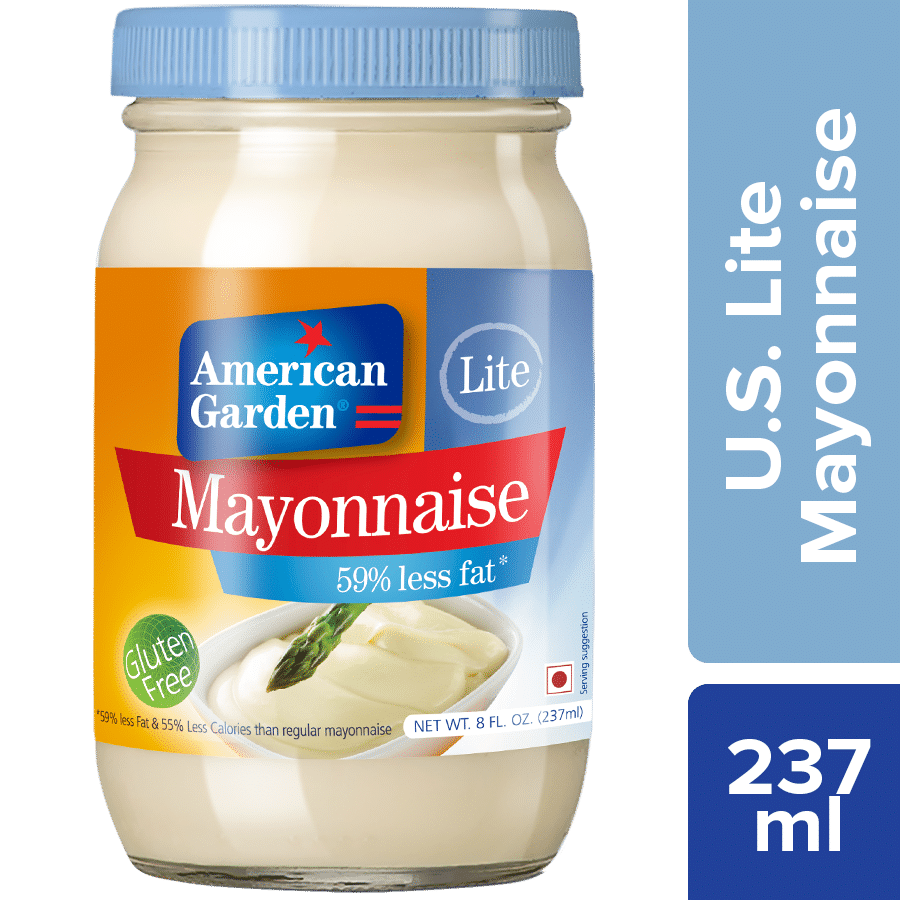 Garden Fresh Mayonnaise Jar with Blue Lid and Light Mayonnaise Label PNG Image