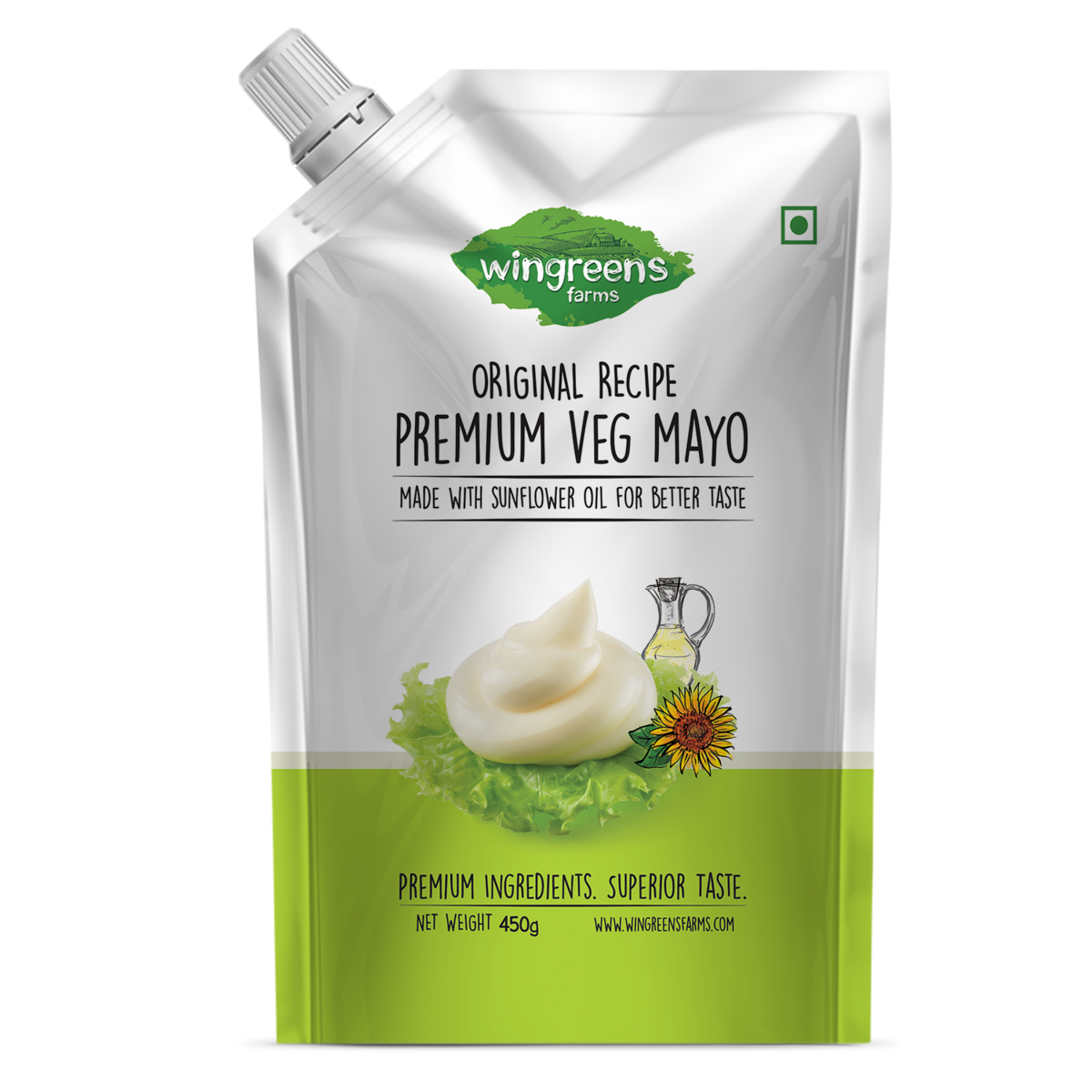 Green and White Vegan Mayonnaise Refill Pouch Package Transparent PNG Image