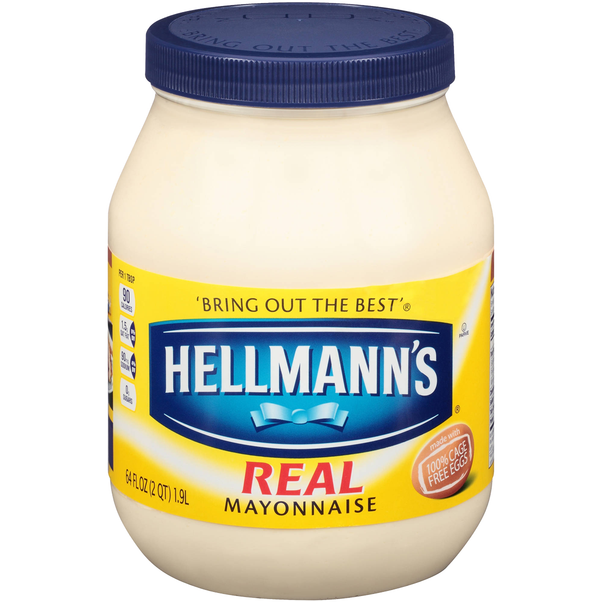 Hellmanns Real Mayonnaise Jar with Blue Lid Isolated Product PNG Image
