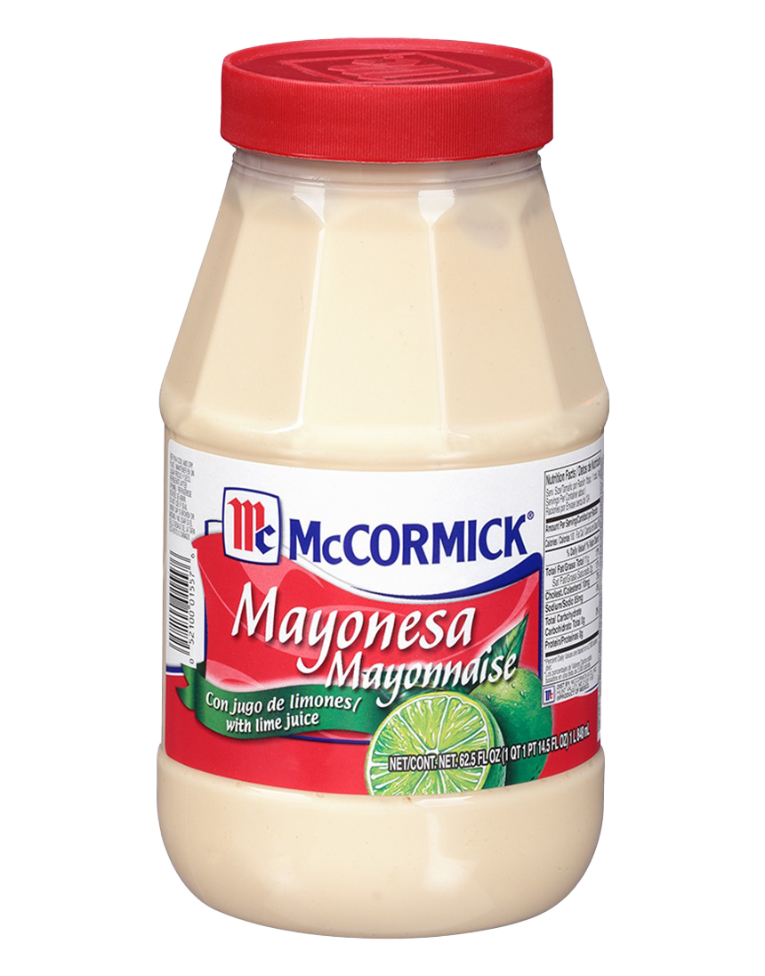 McCormick Mayonnaise Jar with Red Lid and Green Label PNG Product Photo