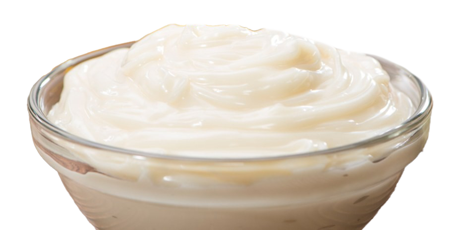 Rich White Mayonnaise in Clear Glass Bowl Isolated Transparent PNG Image