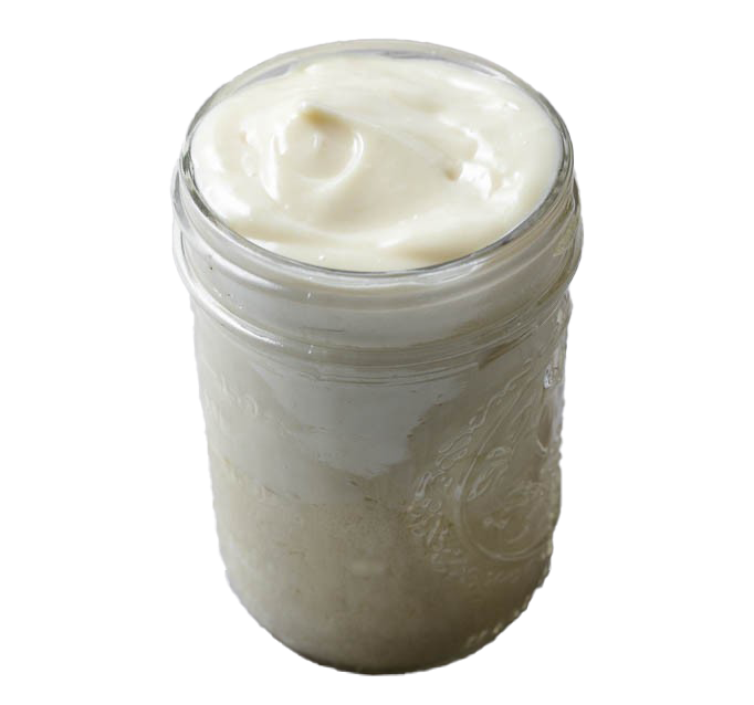 Rustic Glass Jar Filled with White Mayonnaise Condiment Transparent PNG Image