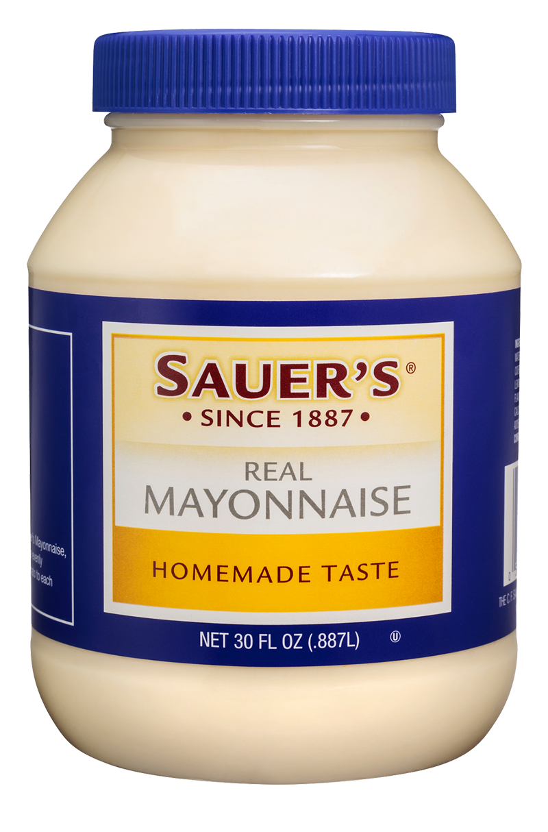 Sauers Homemade Style Mayonnaise Jar with Blue Lid Transparent PNG Image
