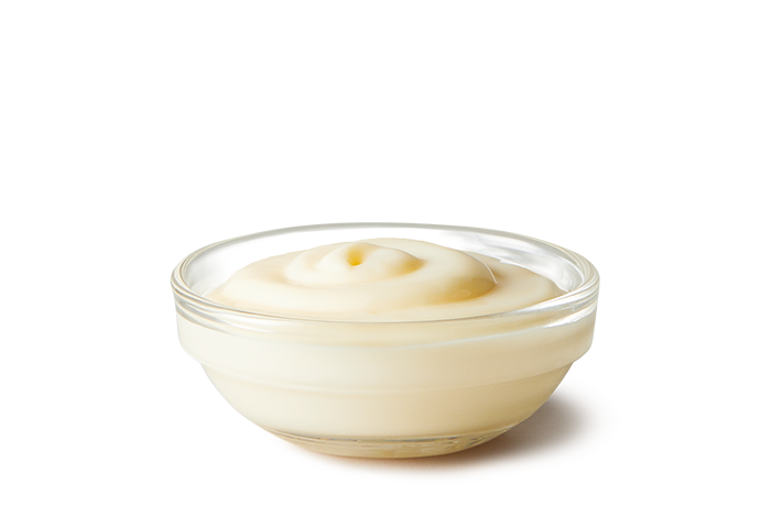 Small Bowl of Creamy Mayonnaise Sauce on White Background PNG Food Photo