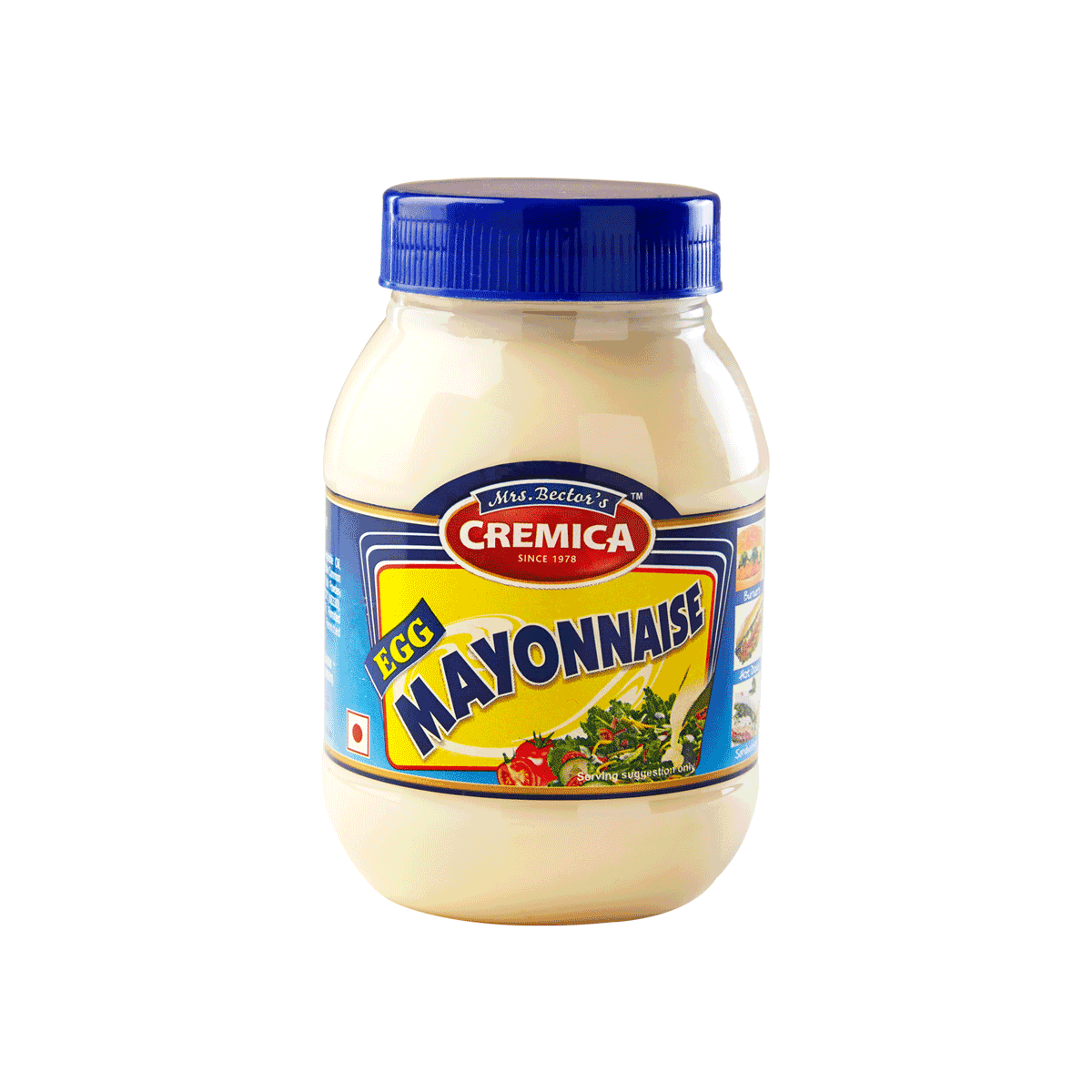 Small Kraft Mayonnaise Jar with Blue Lid Isolated Transparent Background PNG