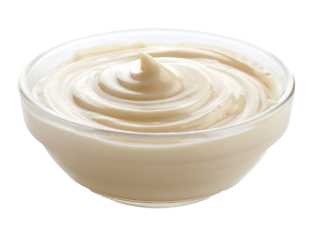 Smooth White Mayonnaise Swirl on Plate Isolated Transparent Background PNG Food