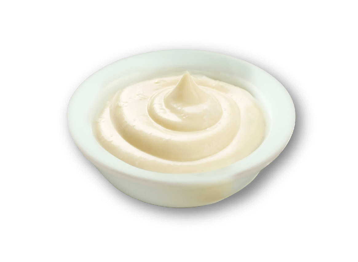 White Mayonnaise Swirl on Small Oval Serving Plate Transparent PNG Food Image