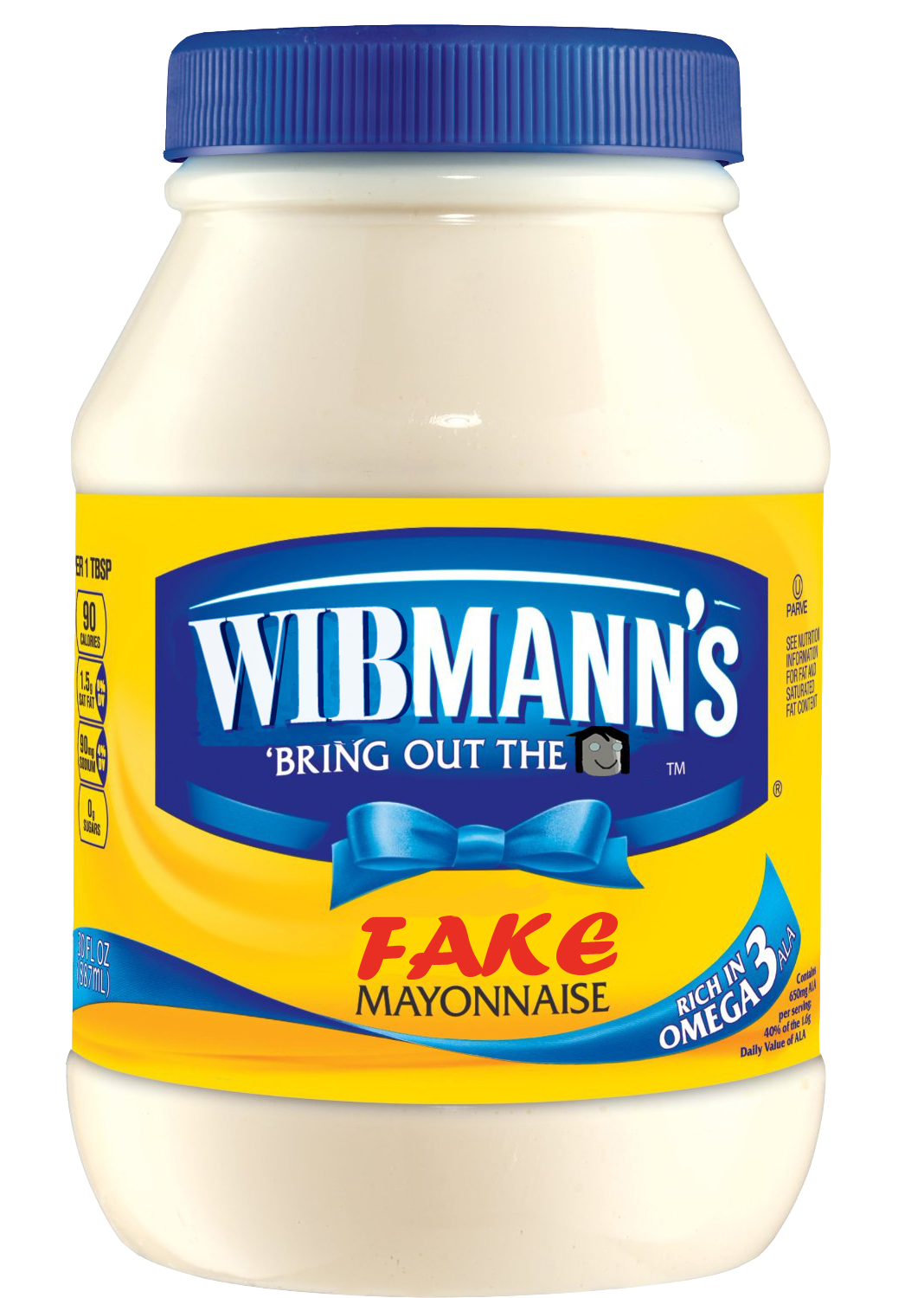 Wurmanns Fake Mayonnaise Jar with Blue Cap Product Packaging PNG Image