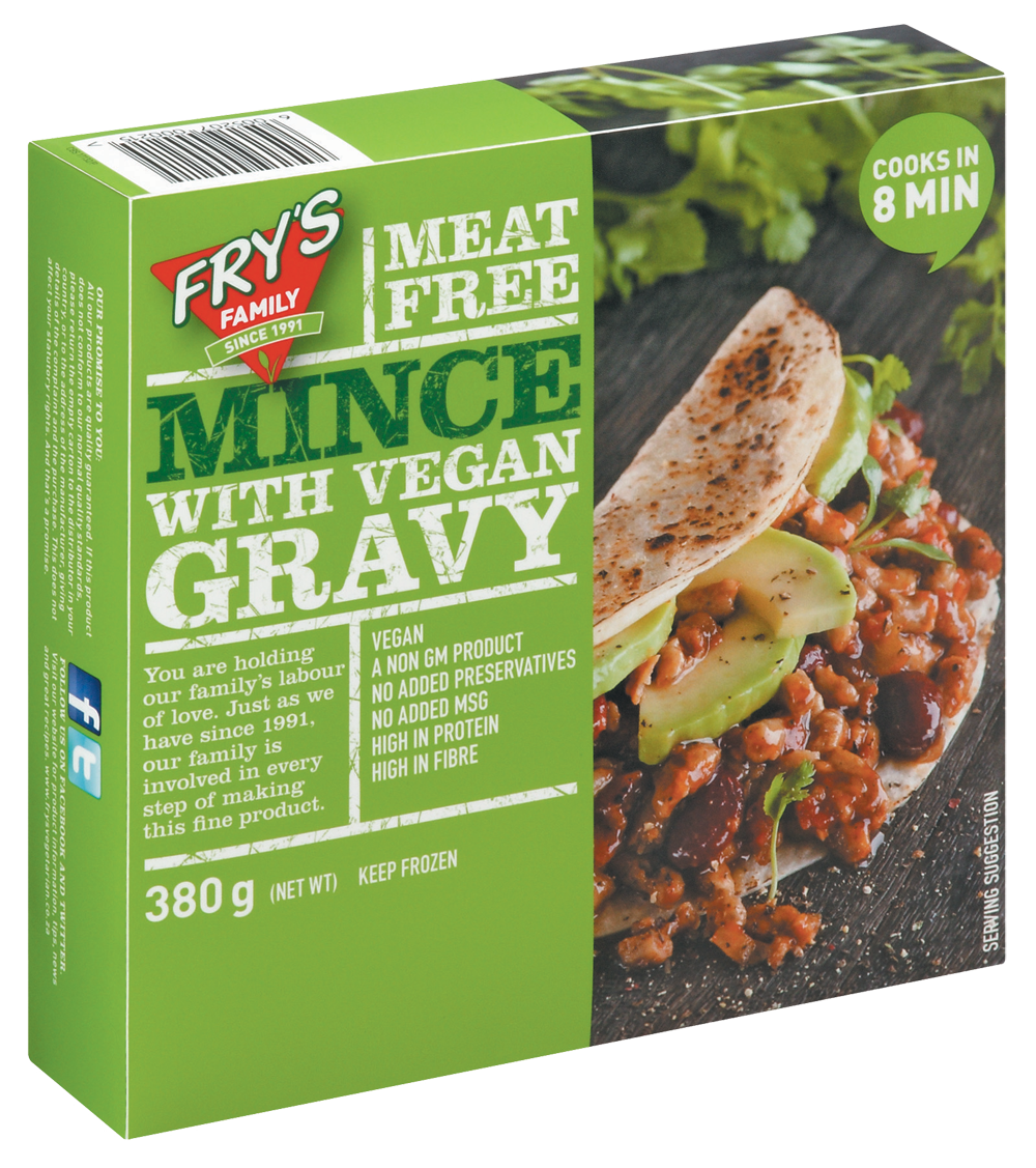 Beef Mince and Gravy Frozen Ready Meal Box with Green Product Packaging PNG