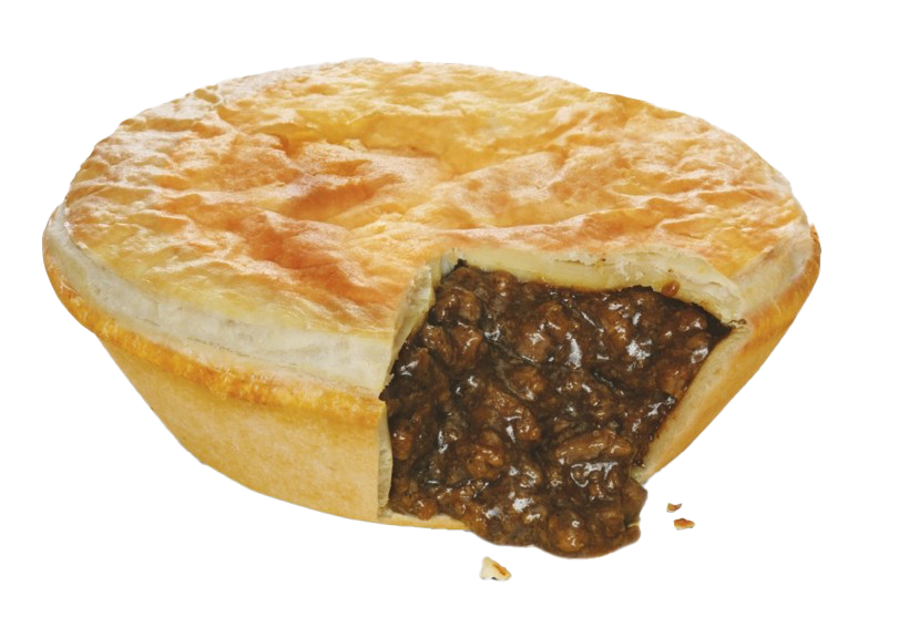 Cut Open Golden Steak Pie Showing Rich Minced Meat Filling PNG Food Photo