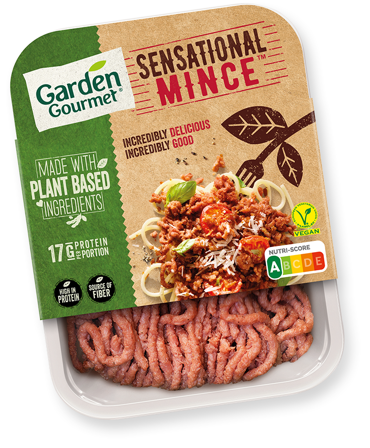 Garden Gourmet Sensational Plant Based Mince Retail Tray with Green Label PNG