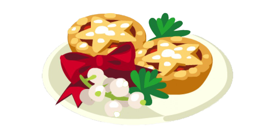 Illustrated Platter of Savory Mince Pies with Vegetables and Garnish PNG Graphic