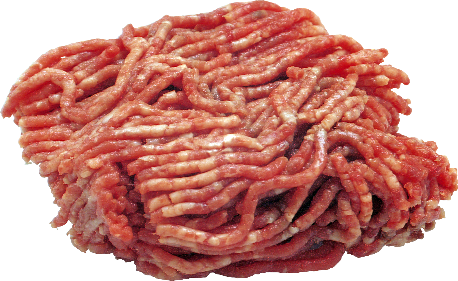 Large Heap of Raw Ground Meat Strands Transparent Background PNG Ingredient Photo