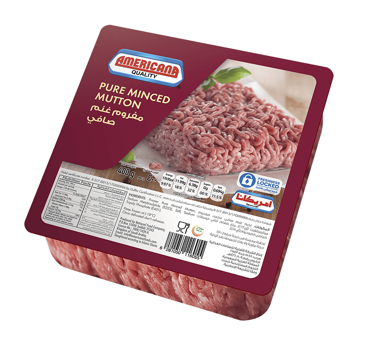 Packaged Fresh Ground Meat Mince in Maroon and Clear Supermarket Tray PNG Image