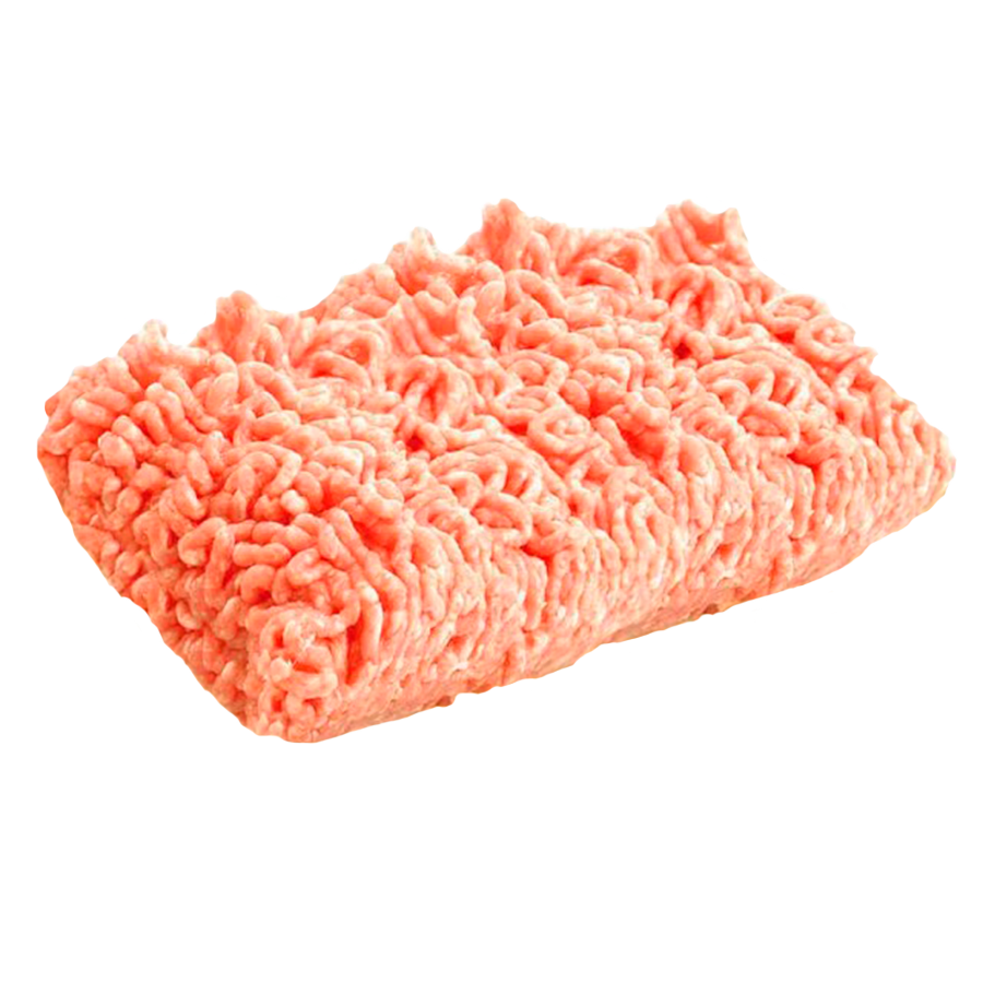 Pale Pink Ground Meat Mince Pressed into a Rectangular Block PNG Ingredient Image