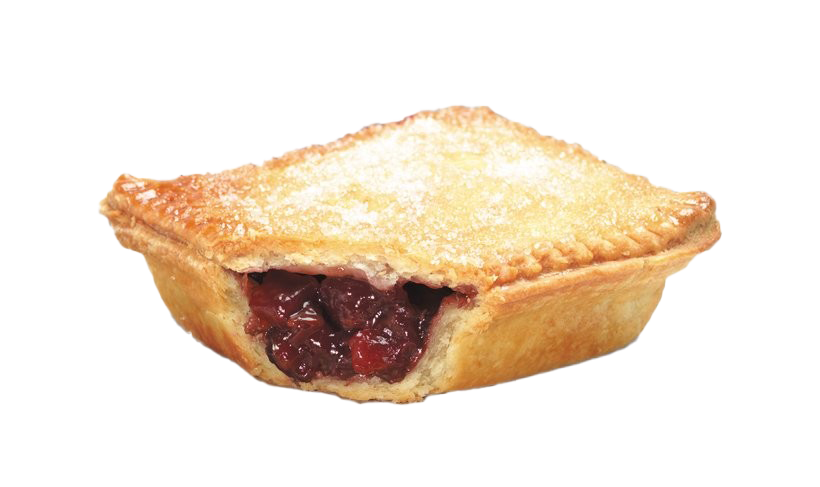 Single Golden Savory Mince Pie with Rich Filling on White Plate PNG Food Image