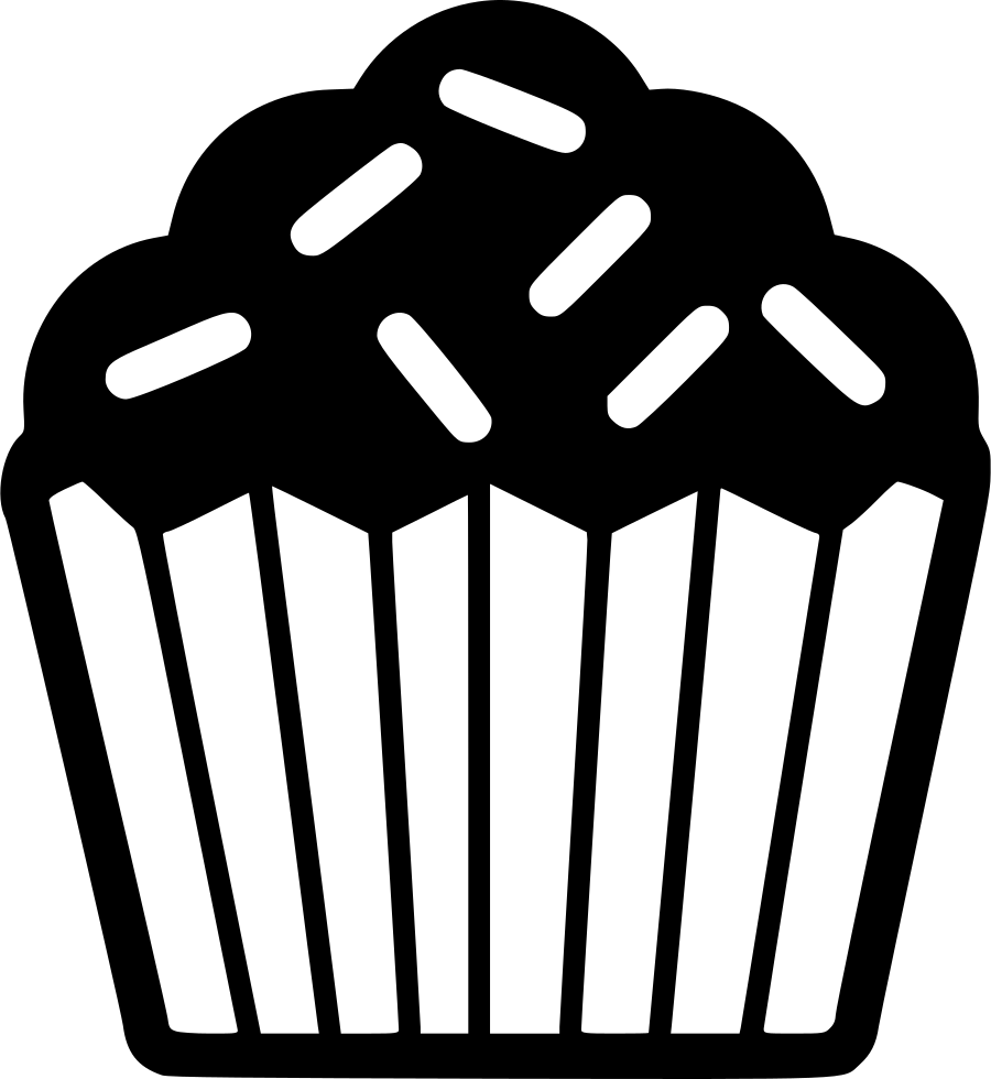 Black and White Cupcake Outline Icon with Crisscross Frosting Transparent PNG