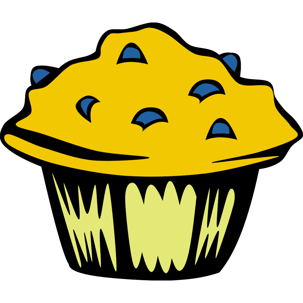 Cartoon Chocolate Cupcake with Dark Frosting and Colorful Candy Chips PNG