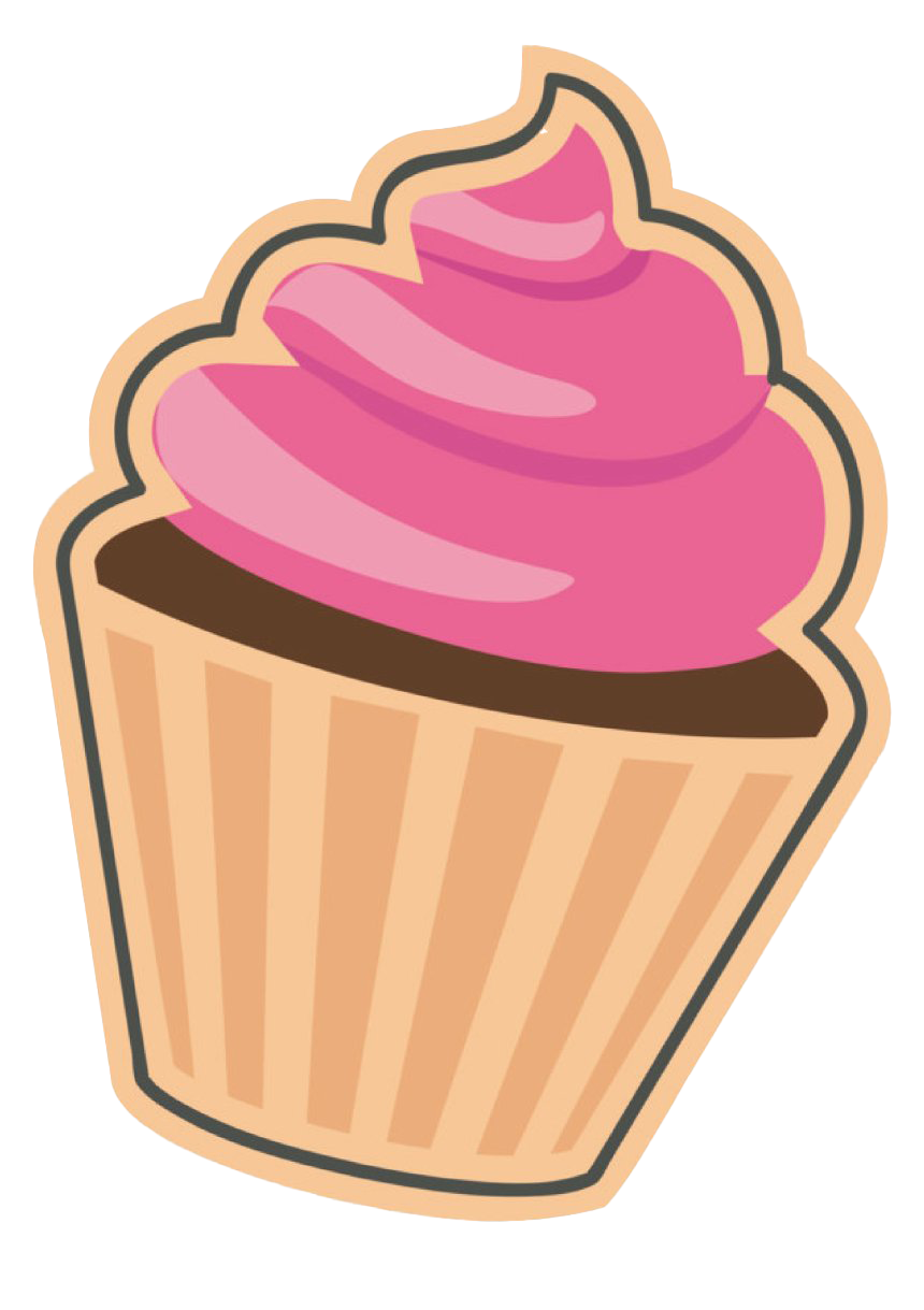 Cute Pink Frosted Cupcake Icon with Brown Ridged Wrapper Transparent PNG Clipart
