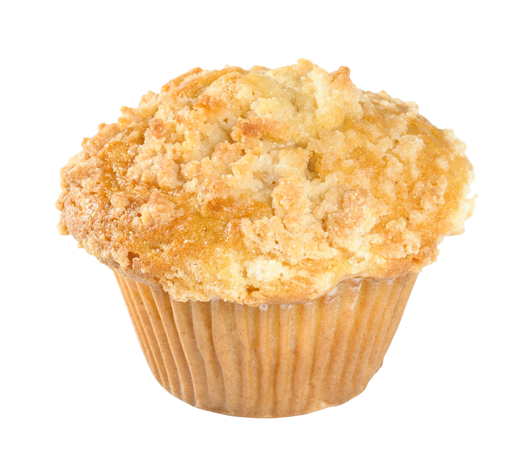 Golden Streusel Muffin with Crumb Topping Isolated Transparent Background PNG