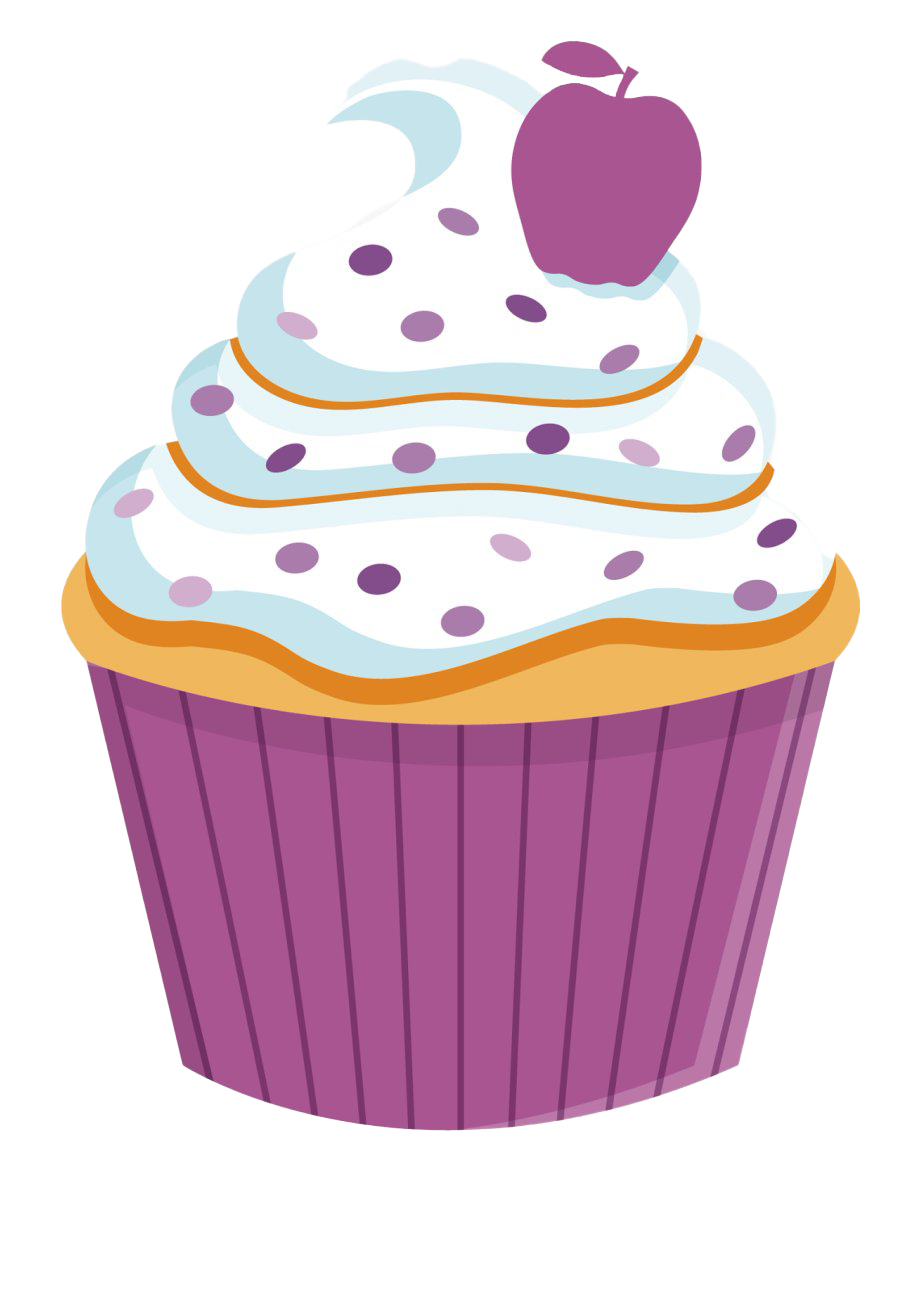 Purple Cupcake with White Frosting and Colorful Candy Sprinkles PNG Illustration