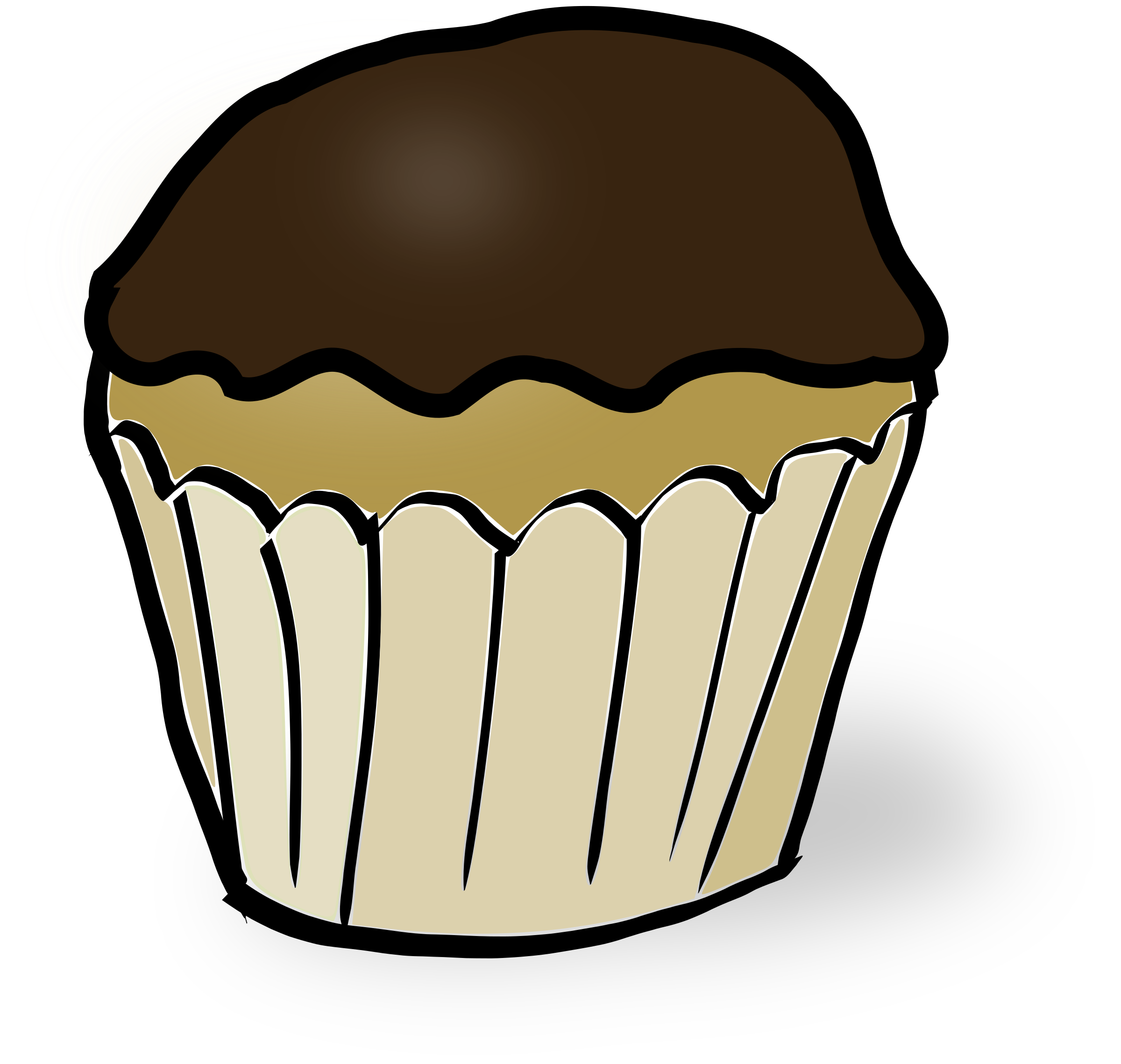Simple Black Outline Chocolate Muffin Icon with Domed Top Transparent PNG