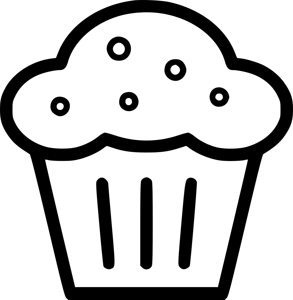 Simple Black Outline Muffin Cupcake Icon with Round Top Transparent PNG Clipart