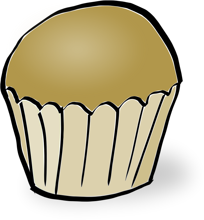 Simple Tan Cupcake Illustration with Smooth Brown Frosting PNG Clipart Graphic