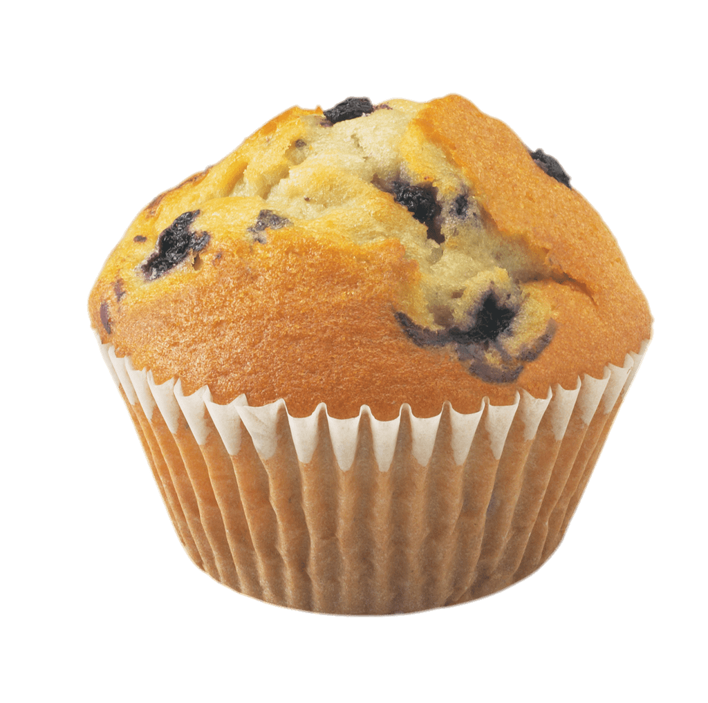 Single Blueberry Muffin with Crumb Top Isolated on Transparent Background PNG