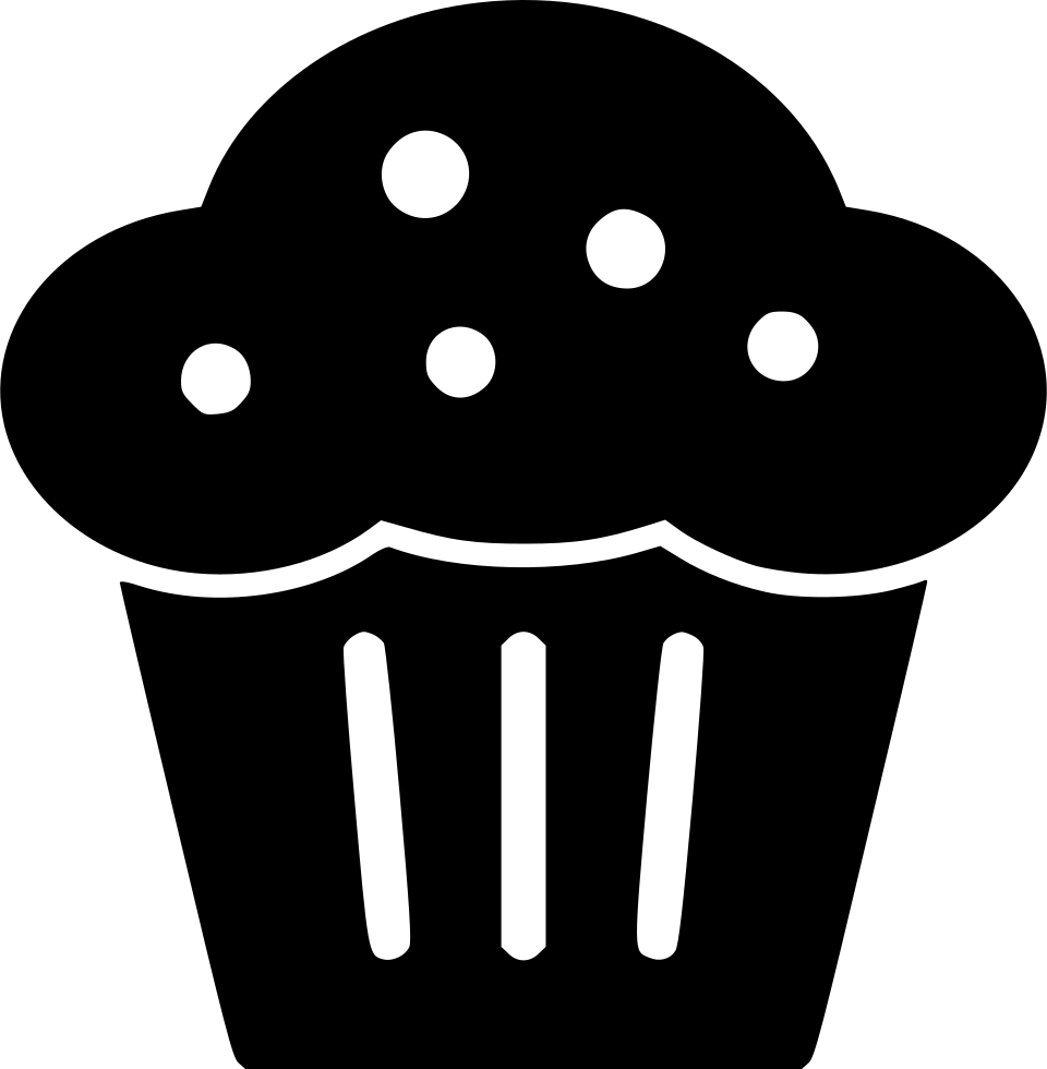 Solid Black Muffin Cupcake Silhouette with Dotted Icing Transparent PNG Icon