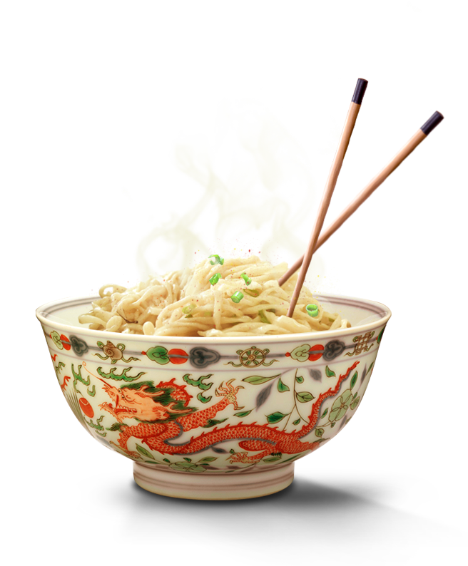 Asian Noodle Soup in Clear Glass Bowl with Vegetables and Chopsticks PNG Image