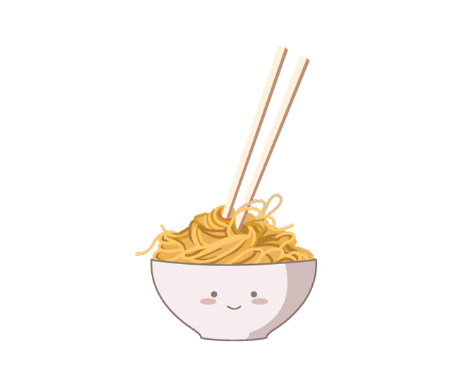 Cute Smiling Noodle Cup with Chopstick Noodle Hair Cartoon PNG Clipart