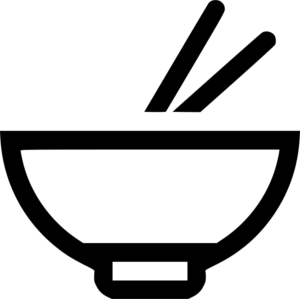 Minimal Black Bowl of Noodles with Chopsticks and Steam PNG Vector Icon