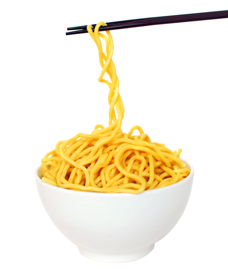 Noodles Lifted with Chopsticks over Small White Bowl Transparent PNG Food Image