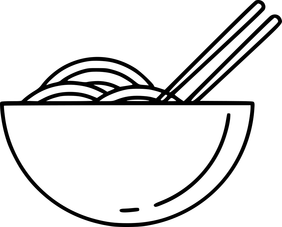 Simple Line Art Noodle Bowl with Chopsticks Transparent Background PNG Clipart