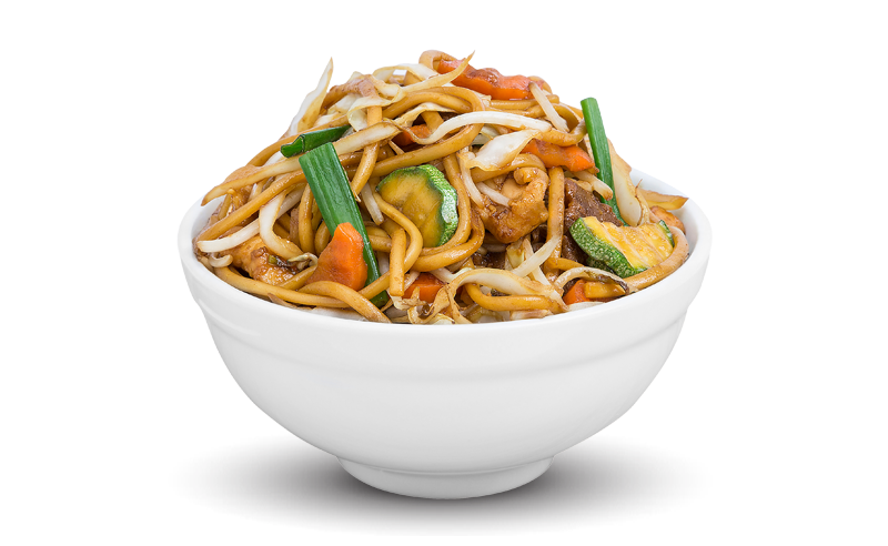 Vegetable Noodle Soup with Green Beans and Carrots in White Bowl PNG Food Photo