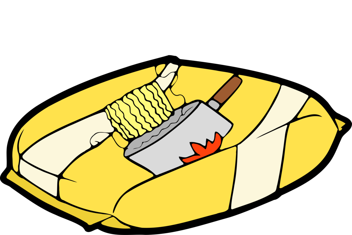 Yellow Cartoon Food Wrap Cutaway with Knife Illustration Transparent PNG