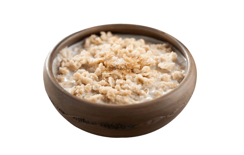 Cooked Creamy Oatmeal Served in Small Brown Bowl Transparent PNG Food Image