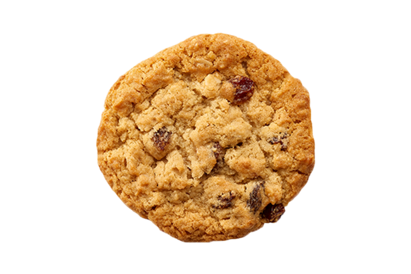 Golden Oatmeal Cookie with Raisins Isolated on Transparent Background PNG Bakery Image