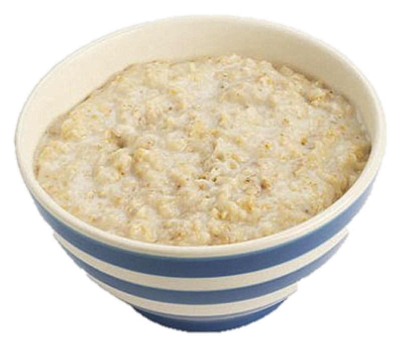 Plain Cooked Oatmeal Porridge in Blue and White Bowl Transparent PNG Food Image
