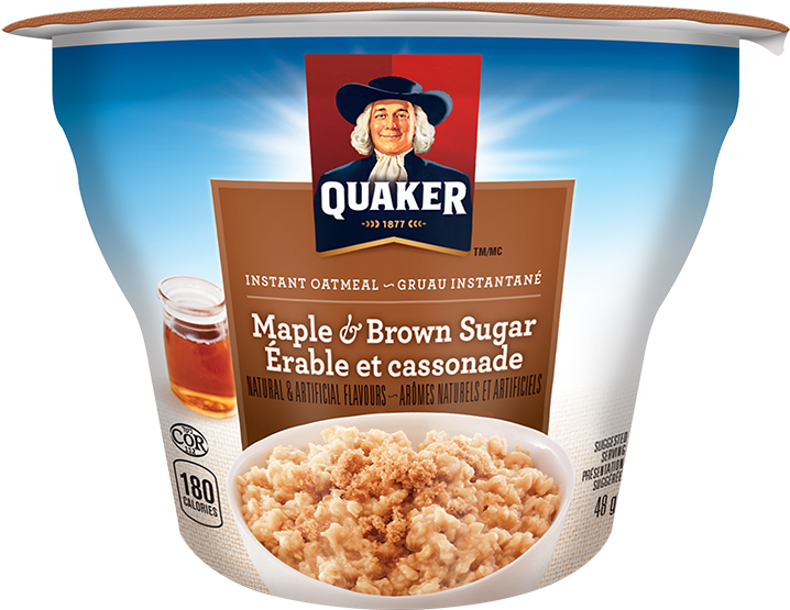 Quaker Maple and Brown Sugar Instant Oatmeal Tub Product Package PNG Image
