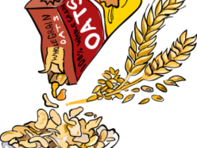 Quaker Oats Pack Illustration Pouring Rolled Oats beside Golden Wheat PNG