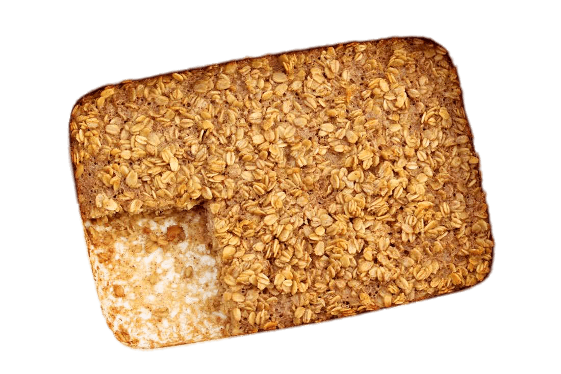 Rectangular Oatmeal Granola Bar with Golden Cereal Texture Isolated PNG Food Image